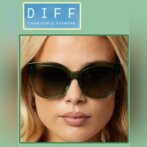 New! DIFF Eyewear Maya Rich Olive + Gray Gradient Sunglasses